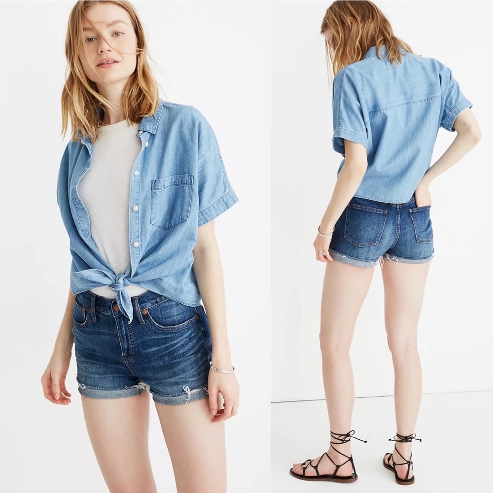 Madewell High-Rise Denim Shorts in‎ Glenoaks Wash Cutoff Edition